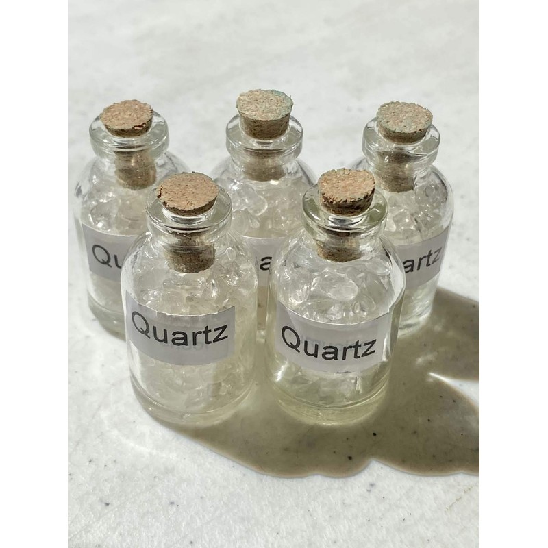  Crystal Clear Quartz Crystal Mini Gemstone Bottles, Many Different