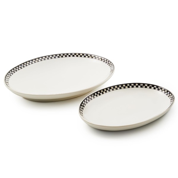 MACKENZIE-CHILDS Set of 2 Everyday Oval Platters, Dishwasher-Safe and Microwave-Safe,