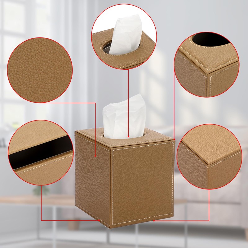 BTSKY PU Leather Squre Tissue Box Cover - Household/Office Cube