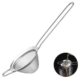Stainless Steel Fine Mesh Strainer with Handle, Practical Conical Shape Fine Mesh Sieve, Heavy Duty Mini Cocktail Strainer for Cocktails Tea Herbs Coffee & Drinks(silver)