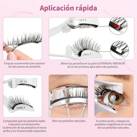 Kit de Pestañas Postizas Magnéticas,con Aplicador sin Pegamento y estuche de almacenamiento, Reutilizables, Varios Estilos (3 pares)