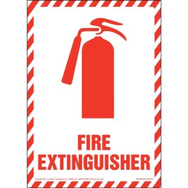 Fire Extinguisher Sign with Icon - 7" x 10" Permanent Self Adhesive Vinyl