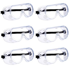 fufupaw Pack of 6 Safety Glasses, Work Safety Glasses, Safety Goggles for Glasses Wearers, Anti-Fog, Dustproof, Scratch-Resistant, Ideal for Laboratory, Construction, Cycling