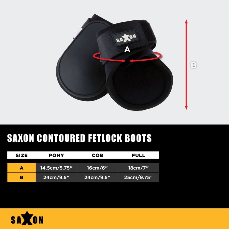 Saxon Contoured Fetlock Boots, Black/Blue, Cob