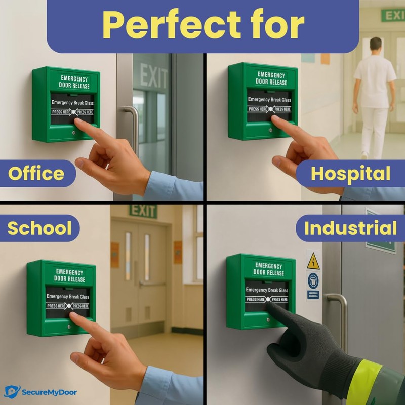 SecureMyDoor Emergency Door Release Break Glass Call Point | Green