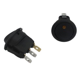 Lumonic 5 x Plastic Rocker Switch Off Switch Diameter 23 mm in Colour Black I with Yellow LED and a 4.8 x 0.8 mm Plug Flat Connector I Suitable for 12 V 16