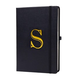 Business Notebook for Men, A5 Journal Notebook with A-Z , Dual-Sided Writing Paper Notebook with Dividers, Travel Journal for Teens, 200 Pages Leather Journal for Writing, Work, Meetings,Black S