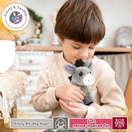 Forest & Twelfth 6" Stuffed Donkey, Soft Plush Toy, Cute Stuffed Animal for Boys and Girls, Realistic Looking Small Stuffed Animals, Nursery and Room Decor (6" Donkey)