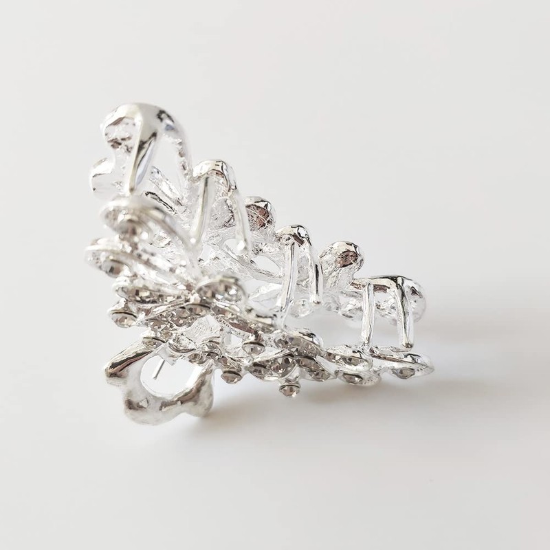 Pinzas de mandíbula de pelo vintage plateadas con diamantes de