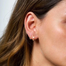 3 Pairs Earrings Set Dainty Earrings for Women Cubic Zirconia Earrings Studs Butterfly Leaf Lighting Clover CZ Tiny Huggie Hoop Dangle Cartilage Earrings Lightweight Gold Jewelry for Women(Lightning)