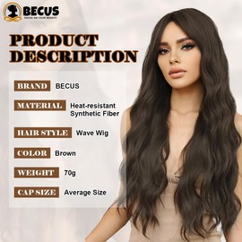 Becus Brown Wigs for Women, 61 cm, Brown Curly Wig, Synthetic Hair Wig, Heat Resistant Synthetic Wigs for Daily Use, Party (Curly Brown)