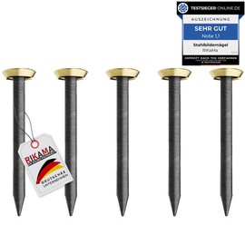 30 Picture Nails with 25 mm Length - Steel Nails for Use on Concrete, Brick, Plaster & Wood - Hardened Steel Nails as Picture Hanging - Made in Europe (Golden Head, 25 mm)