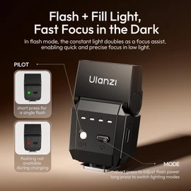 ULANZI SL03 Camera Flash with Video Light GN8 Speedlite Mini Flashlight for Canon Fuji Sony Nikon and Other DSLR Camera NOT FIT Sony ZV -1F