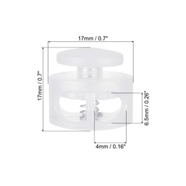 PATIKIL 0.6" Dia Cord Locks, 16 Pack Round Double Hole Stopper Elastic Cord Fastener Slider for Drawstring Bag Clothing Shoes, Clear