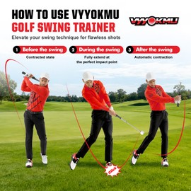 VYYOKMU Tempo Stick Golf for Right Hand, Retractable Golf Swing Training Aid with Arm Band, Telescopic Club Indoor & Outdoor Practice Warm-Up Golf Swing Trainer for Golfer Beginner Men Woman Golf Gift