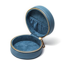 Syeindunce Angelears PU Circle Earphone Case, Portable IEM Carrying Case, Genuine Leather Storage Bag for Earbuds, Audio Accessories, Eartips and Cables (Blue)