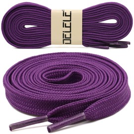 DELELE Solid Flat Shoelaces Hollow Thick Athletic Shoe Laces Strings 2 Pair, 09 Dark Purple, 39"Inch (100CM)