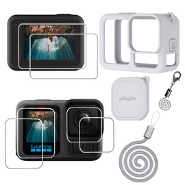 debous Hero13 Black Silicone Protective Case Bag Screen Protector for GoPro Hero 13 Black Hero13 Black,Glass Screen Protector Soft Rubber Cover (Blue)