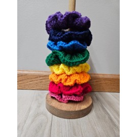 Handmade ONE ORANGE Handknit Scrunchies Hair tie, hair tie for colorful pony Tail