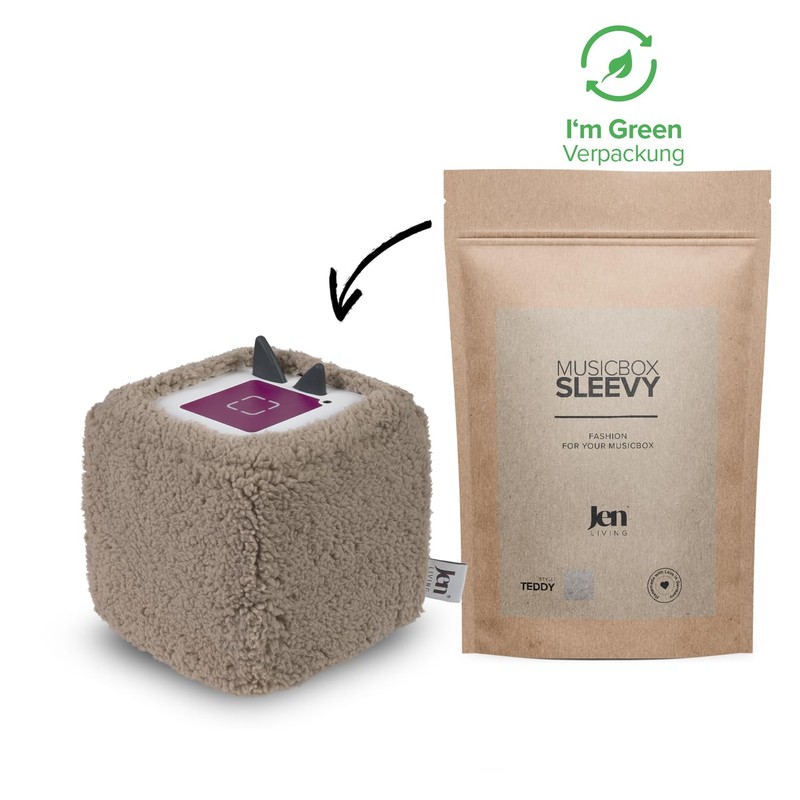 JenLiving® Musikbox SLEEVY, Teddy Plüsch Hülle, Überzug - Stilvoller Schutzbezug
