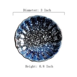 3 Inch Retro Style Seasoning Dish, 5-Pack Flower Shape Ceramic Dipping Sauce Dish, Snack Dish, Appetizer Dish