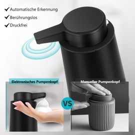 Phneems Soap Dispenser Automatic Foam Soap Dispenser Electric Soap Dispenser with Sensor 250 ml Soap Dispenser Automatic USB Charging IPX5 Waterproof for Bathroom Kitchen Black