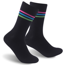 RANDY SUN Thin Waterproof Socks for Men, Ultralight Mid Calf Athletic Lightweight Golf Hiking Running Outdoor Fishing Climbing Socks for Women 1 Pair Black-Stripe