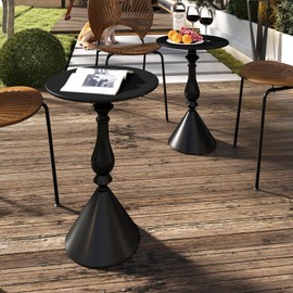 Benkyo Living Room Side Tables Set of 2 Black Round Small End Tables livingroom Sofa End Tables Set of 2 Metal Nightstands Morden Side Table for Bedroom，Black