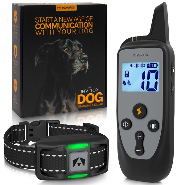 INVIROX Dog Training Collar [2025 Edition] 123 Levels 1100yd Range