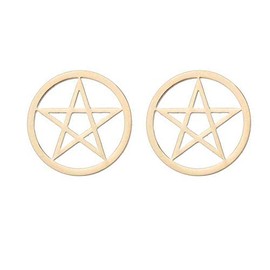WLL Gold Silver Tiny Star Pentagram Pentacle Stud Earrings Wicca Pagan Jewelry