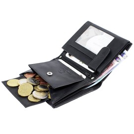 Geldbörse Portemonnaie Geldbeutel echt Leder schwarz Hochformat Neu