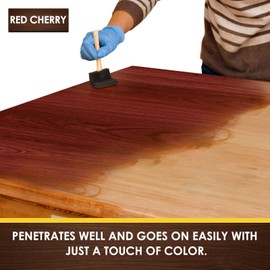 DWIL Water Based Wood Stain - Multiple Finishes, Fast Drying, Indoor and Outdoor Furniture, Wood Paneling, Cabinets and More, Low Odor ＆ Non-Toxic (8.5oz Red Cherry)
