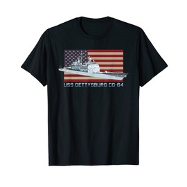 USS Gettysburg CG-64 Ship Diagram American Flag T-Shirt for Women Kids Men