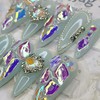 Blue Aurora Handmade Nail Tips - Oval M / 블루