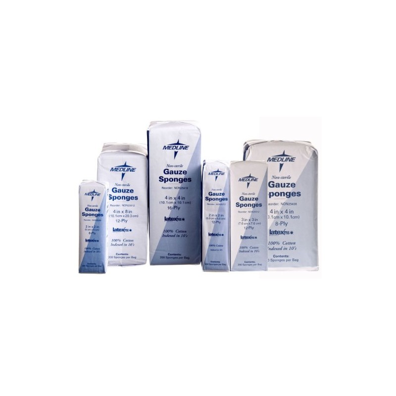 Medline NON25408H Woven Non-Sterile Gauze Sponges (Pack of 200)
