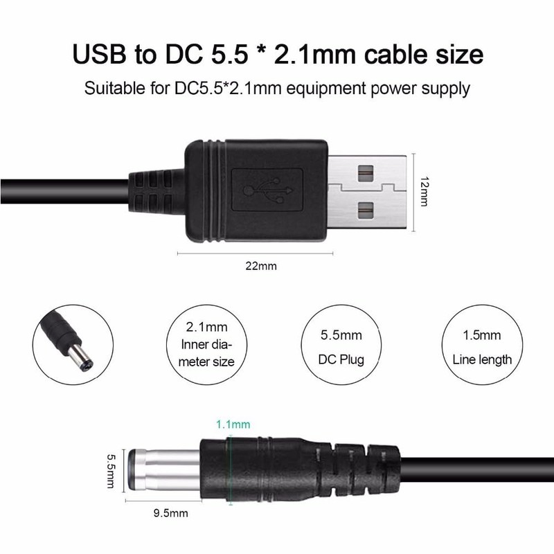 BIGTEDDY 8Tips USB to 5.5 mm/2.1 mm 5 Volt DC