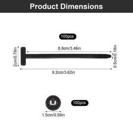 100 Stück Nylon Universal Cable Tie Buckle, Heavy Duty Self Locking Nylon Zip Ties Holder Mehrzweck Kunststoff Kabelbinder, Universal Push Mount Kabelbinder für Auto Reparatur