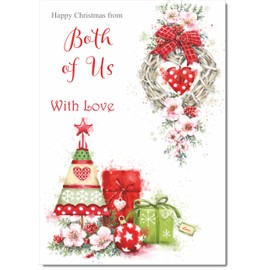 doodlecards From Both Of Us Christmas Card Heart Decorations Medium Size Christmas Card for From Both Of Us with Plain Envelope