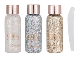 Brillos para la Cara, Set de 3 Geles con Escamas de Sirena, Glitter para Cabello y Cuerpo con Lentejuelas, Diamantina para Maquillaje de Fiesta y...  