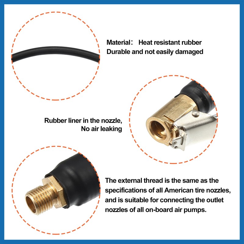 A ABSOPRO 1.5m Car Tire Inflator Extension Hose Chuck Adapter