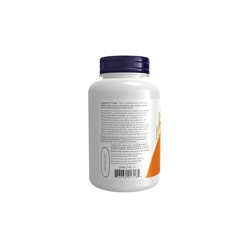 NOW Virgin Coconut Oil 1000 mg,120 Softgels