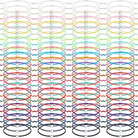 Cunno 100 Pcs Friendship Bracelets Bulk Heart Bracelets Colorful Adjustable String Star Motivational Gifts for Women (Heart Style)