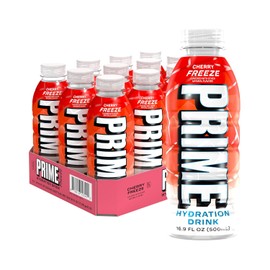 PRIME Hydration CHERRY FREEZE, Sports Drinks, Electrolyte Enhanced for Replenishing Fluids, 250mg BCAAs, B Vitamins, Antioxidants, Low Sugar, 16.9 Fl Oz, 12 Pack