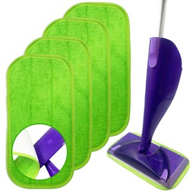 Reusable Microfibre Mop Pads Refills Compatible with Flash Power Mop, Machine Washable Replacement Pads for Multi-Surface Wet Dry Floor Cleaning Hardwood Laminate Floor (Pack of 4)