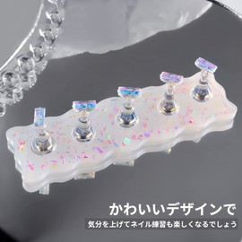 Annhua Magnetic Tip Stand, Set of 5, Wave Pattern, Magnetic Nail Stand, Nail Tip Stand, Nail Practice Stand, Nail Tip Stand, Acrylic Manicure Tool, Nail Tip, Display, Aurora Glitter