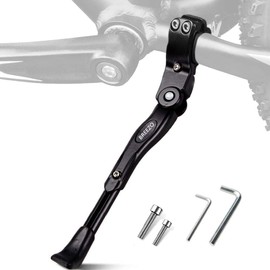 BREEZO Bicycle Kickstand Adjustable Bike Kickstand Aluminium Alloy Side Stand wit h Anti-slip Rubber Feet for Mountain Bike, Road Bike + 2 Allen Key and 2 Spare Bolts