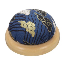 sourcing map Pin Cushion Wooden Base Japanese Style Round Pincushion Needle Holder for Sewing Quilting Needlework DIY Crafts, Blue Cloud
