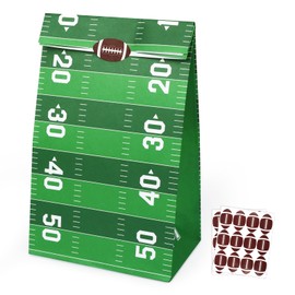 Fowecelt 24 Packs Football Party Favor Bags, Football Goodie Candy Paper Treat Bag with Stickers for kids Boys Birthday Party Baby Shower Decoration Supplies