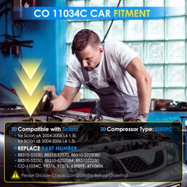 HAYIAUTO Car A/C Compressor Fit for Scion xA xB 1.5L 2004-2006 Automotive Replacement AC Compressor 8831052250, 8831052530, 88310-52530, 88310-52570, 10361451, 98376 A/C Compressor for Car CO 11034C