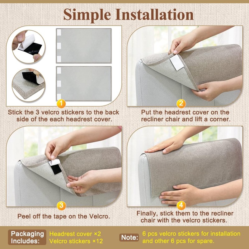 Mybow Recliner Headrest Protector, Recliner Headrest Cover for Recliner, Headrest